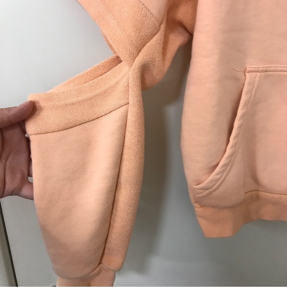 3/$15 NDLSS pastel bright orange elbow cutout urban cropped hoodie - Picture 5 of 12
